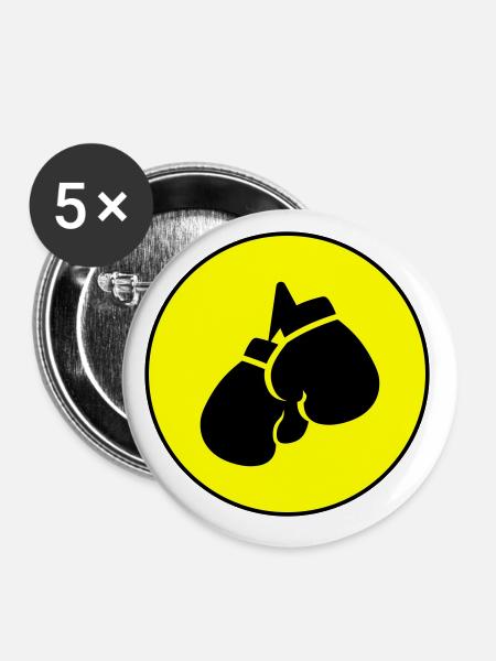 Boxhandschuhe symbol - Buttons klein 25 mm (5er Pack) - Weiß