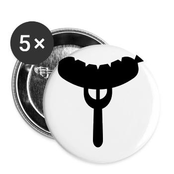 Fourchette à saucisse - Lot de 5 petits badges (25 mm) - blanc - Devant