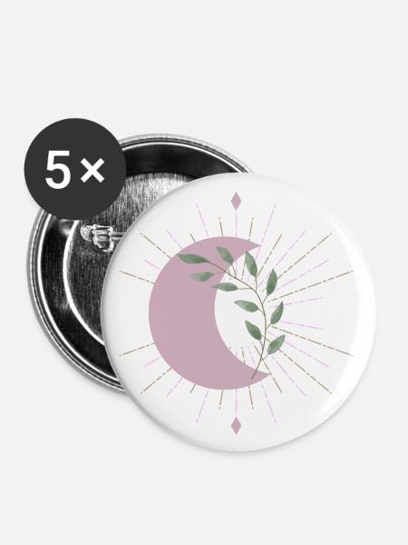 Purple Moon - Buttons klein 25 mm (5er Pack) - Weiß