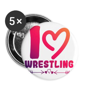 Ich liebe Wrestling - Buttons klein 25 mm (5er Pack) - Weiß - Vorne