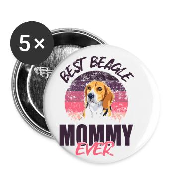 Meilleur Beagle-Mama de tous les temps - Lot de 5 petits badges (25 mm) - blanc - Devant