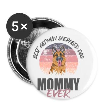 German Shepherd - Buttons small 1''/25 mm (5-pack) - white - Front