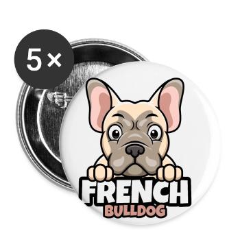 French Bulldog - Buttons small 1''/25 mm (5-pack) - white - Front