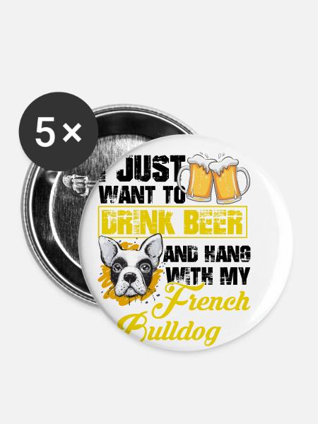 Bier Trinken - Buttons klein 25 mm (5er Pack) - Weiß