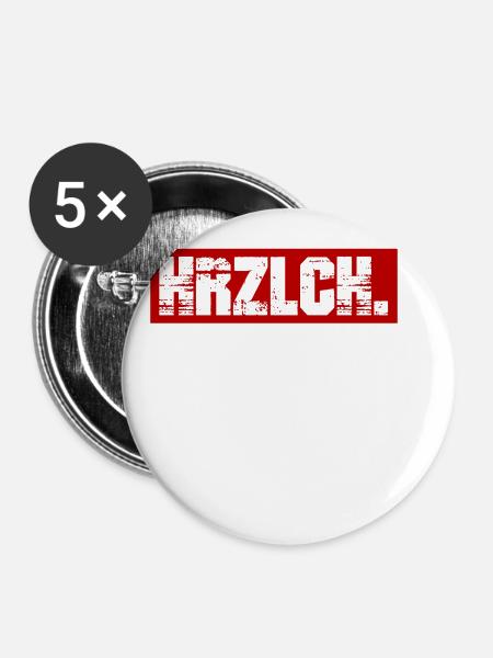 Gute Laune Und Herzlichkeit - Buttons klein 25 mm (5er Pack) - Weiß