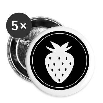 Fruit Strawberry - Buttons small 1''/25 mm (5-pack) - white - Front