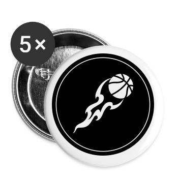 Flamme du basket-ball - Lot de 5 petits badges (25 mm) - blanc - Devant