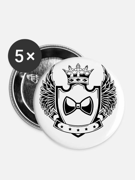 Bow Tie Gentleman Wappen - Buttons klein 25 mm (5er Pack) - Weiß