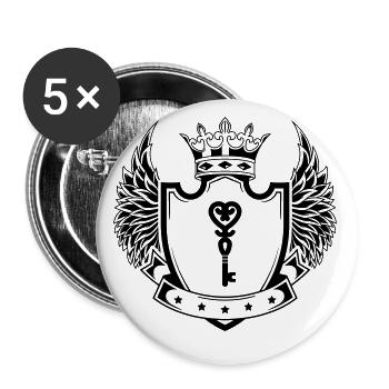 Mariage au cœur clé - Lot de 5 petits badges (25 mm) - blanc - Devant