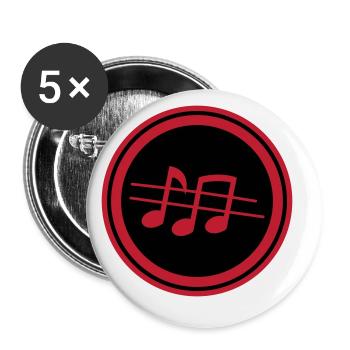 Partitions musicales - Lot de 5 petits badges (25 mm) - blanc - Devant