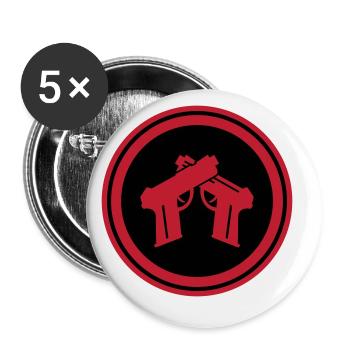 Pistol Symbol - Buttons small 1''/25 mm (5-pack) - white - Front