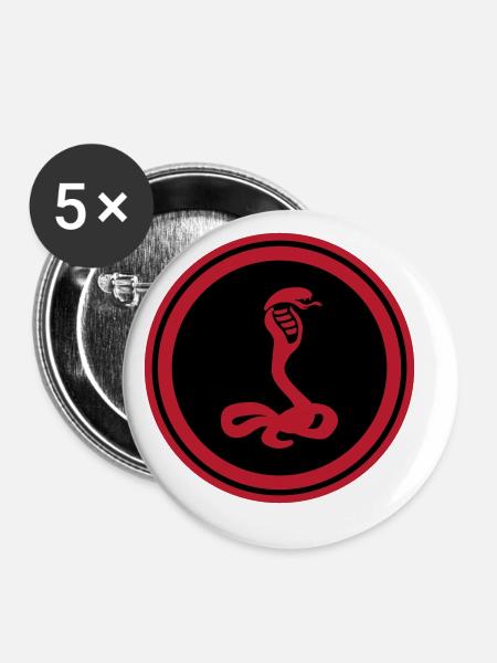 Schlange Kobra - Buttons klein 25 mm (5er Pack) - Weiß
