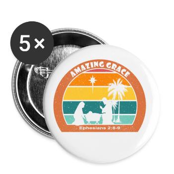 Christmas Nativity with Jesus - Grace - Buttons small 1''/25 mm (5-pack) - white - Front