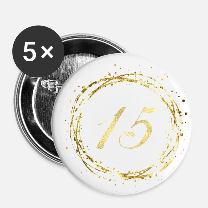 15 - Lot de 5 petits badges (25 mm) - blanc