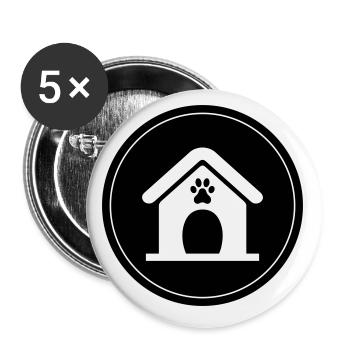 Hundehütte Hund Kreis - Buttons klein 25 mm (5er Pack) - Weiß - Vorne