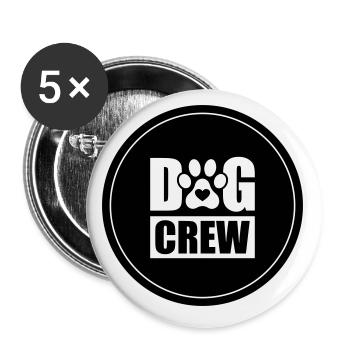 Dog Crew Kreis - Buttons klein 25 mm (5er Pack) - Weiß - Vorne