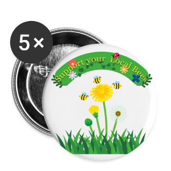 Support your Local Bees - Buttons klein 25 mm (5er Pack) - Weiß - Vorne
