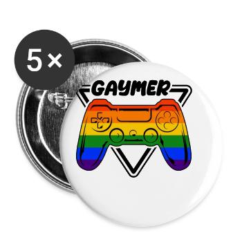 Pour les joueurs et les gaymers - Lot de 5 petits badges (25 mm) - blanc - Devant