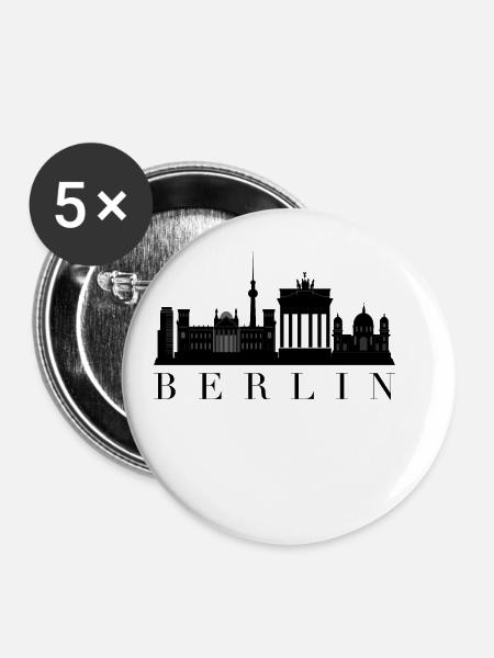 Berlin - Buttons klein 25 mm (5er Pack) - Weiß
