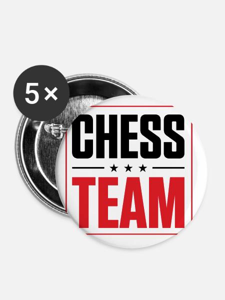 Chess Team - Buttons klein 25 mm (5er Pack) - Weiß