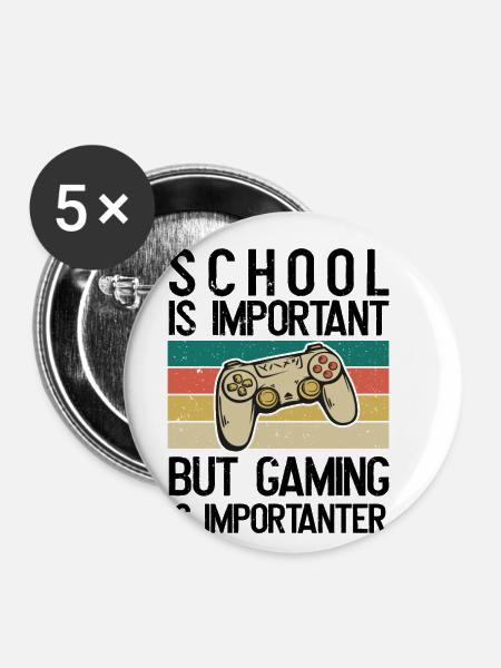 Schule Ist wichtig - Buttons klein 25 mm (5er Pack) - Weiß