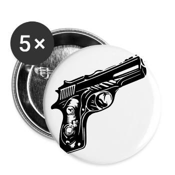 Pistol Symbol - Buttons small 1''/25 mm (5-pack) - white - Front