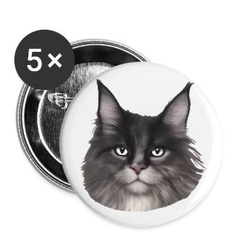 Maine Coon Katze - Buttons klein 25 mm (5er Pack) - Weiß - Vorne