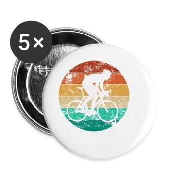 Vélo rétro drôle cycliste - Lot de 5 petits badges (25 mm) - blanc - Devant