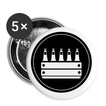 Bière en caisse de bière - Lot de 5 petits badges (25 mm) - blanc - Devant