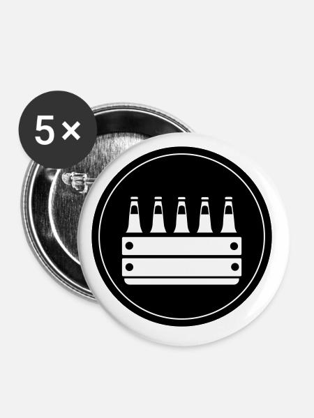 Bierkiste Kiste Bier - Buttons klein 25 mm (5er Pack) - Weiß