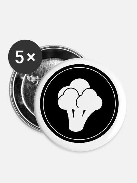 Brokkoli Gemüse - Buttons klein 25 mm (5er Pack) - Weiß