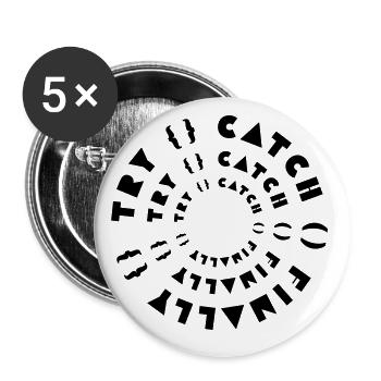 try{} catch() finally{} - Buttons small 1''/25 mm (5-pack) - white - Front