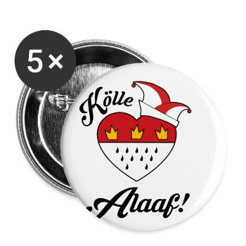 Karneval Kostüm Kölle Alaaf Herz Wappen Köln - Buttons klein 25 mm (5er Pack) - Weiß - Vorne