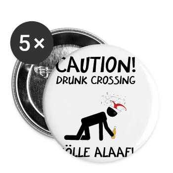 Carnival Costume Kölle Alaaf Cologne Caution Drunk - Buttons small 1''/25 mm (5-pack) - white - Front