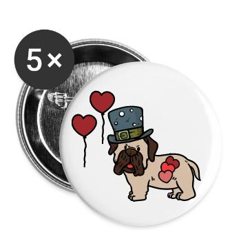 Carlin Enfants École Cadeau d’anniversaire Chiens - Lot de 5 petits badges (25 mm) - blanc - Devant
