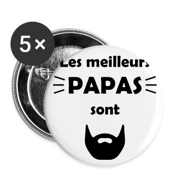 Les meilleurs papas sont barbus - Lot de 5 petits badges (25 mm) - blanc - Devant