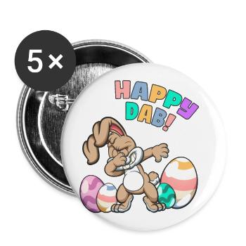 Happy Dab! Osterhase Osterfest - Buttons klein 25 mm (5er Pack) - Weiß - Vorne