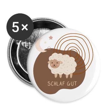 Schlaf Gut | Schaf | Boho-Style - Buttons klein 25 mm (5er Pack) - Weiß - Vorne