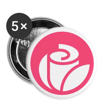 Rose - Lot de 5 petits badges (25 mm) - blanc - Devant