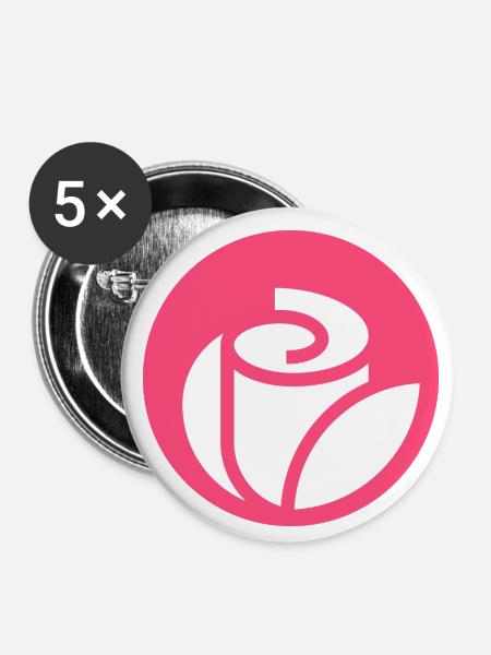 Rose - Buttons klein 25 mm (5er Pack) - Weiß