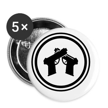 Pistol Symbol - Buttons small 1''/25 mm (5-pack) - white - Front
