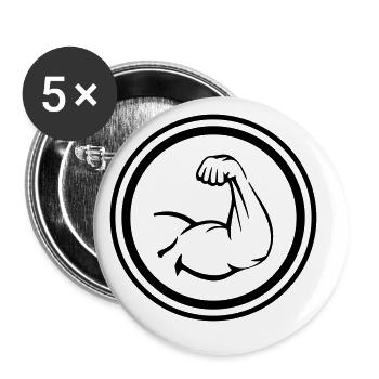 Arm Muskeln Bizeps - Buttons klein 25 mm (5er Pack) - Weiß - Vorne