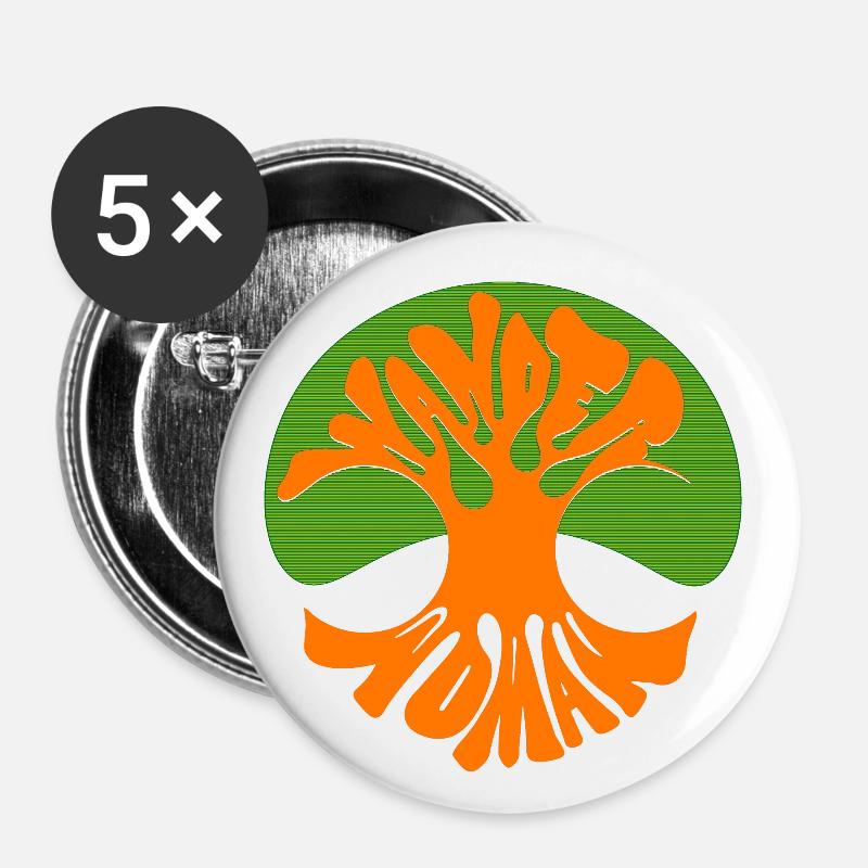 Wanderwoman - Wanderfrau - psychedelic 60s style - Buttons small 1''/25 mm (5-pack) - white