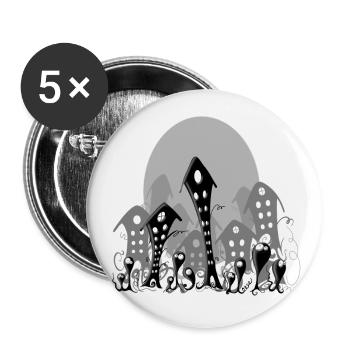 Monde gris - Lot de 5 petits badges (25 mm) - blanc - Devant