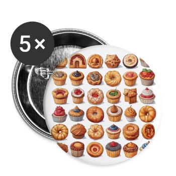 De délicieux muffins - Lot de 5 petits badges (25 mm) - blanc - Devant