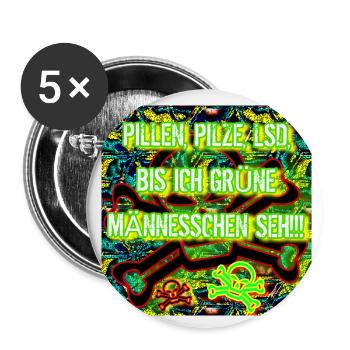 PILLEN, PILZE, LSD.... - Buttons klein 25 mm (5er Pack) - Weiß - Vorne
