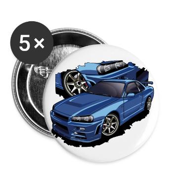 Blue sports cars - Buttons small 1''/25 mm (5-pack) - white - Front