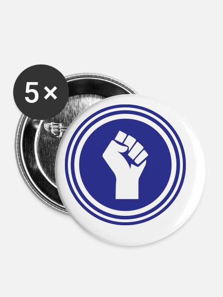 Hand Faust - Buttons klein 25 mm (5er Pack) - Weiß