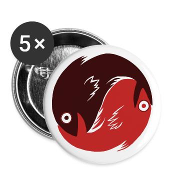 Ying Yang - Pisces red - Buttons small 1''/25 mm (5-pack) - white - Front