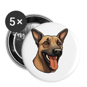 Malinois Dog Face Belgian Shepherd - Buttons small 1''/25 mm (5-pack) - white - Front